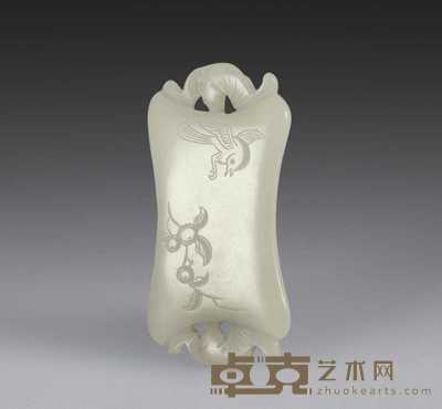 清 白玉喜报三元珮 高6cm